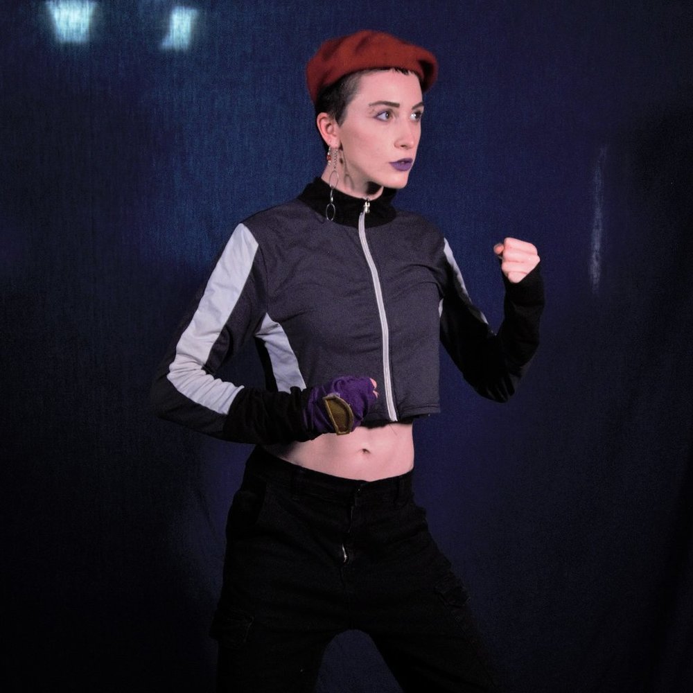 Zip-up Crop Top Black and White Sporty Jacket